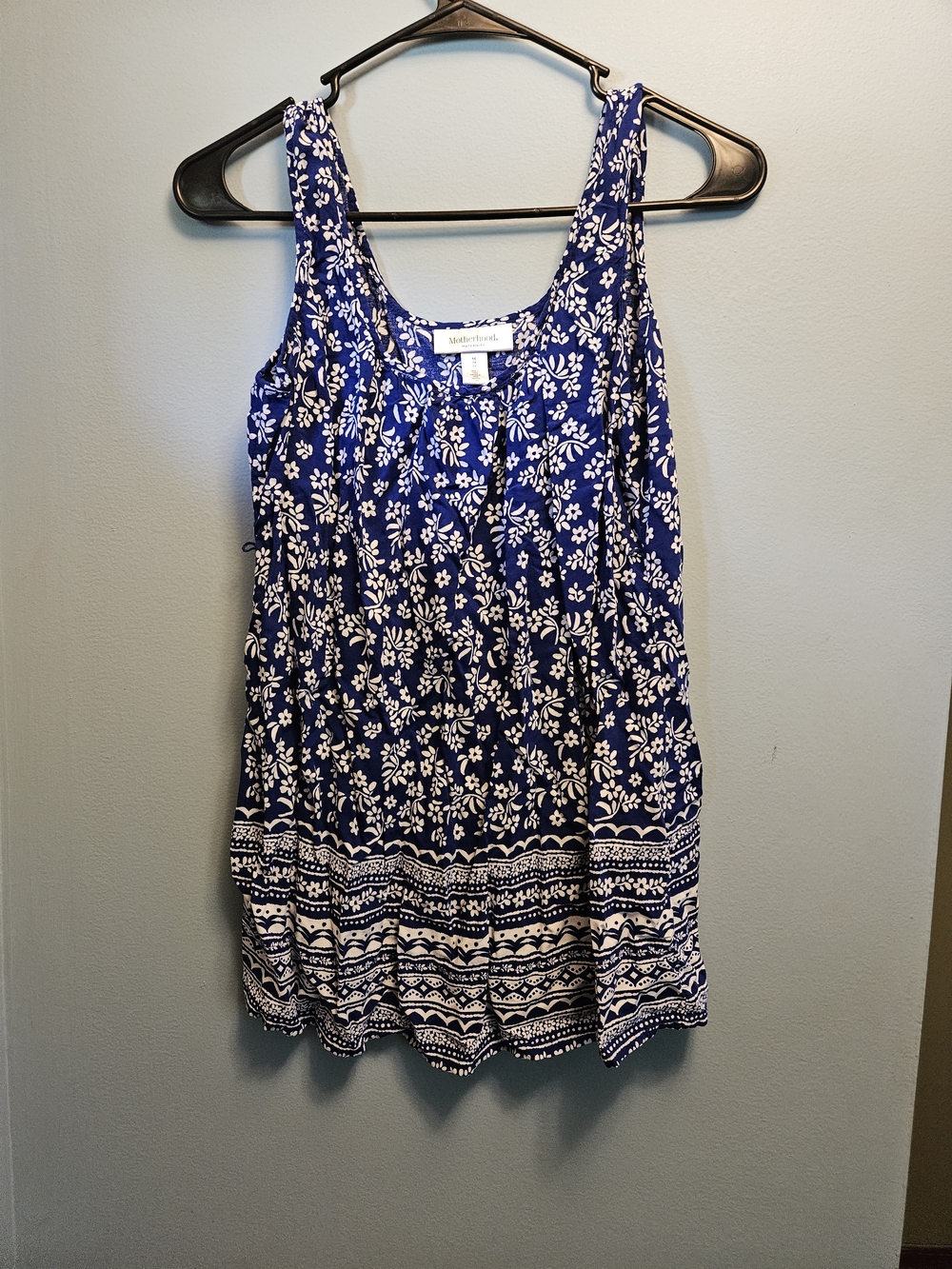 Motherhood Blue and White Floral Tank Top